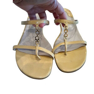Salvatore Ferragamo Patent Leather Chain-Link Accents Slides